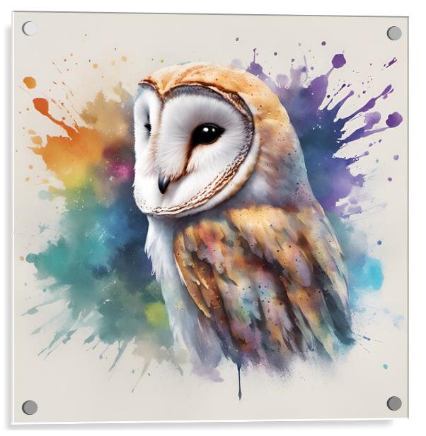 Barn Owl Ink Splat Acrylic by Picture Wizard