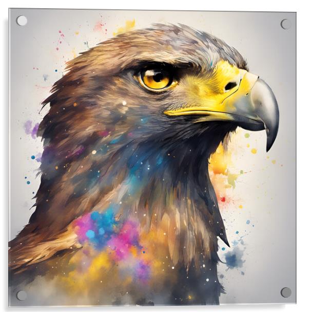 Golden Eagle Ink Splat Acrylic by Picture Wizard