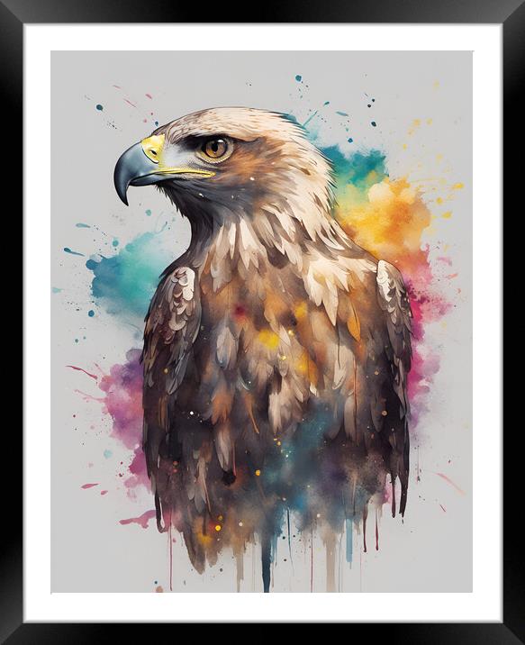 Golden Eagle Ink Splat Framed Mounted Print by Picture Wizard
