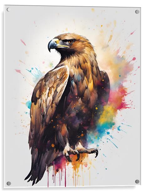 Golden Eagle Ink Splat Acrylic by Picture Wizard