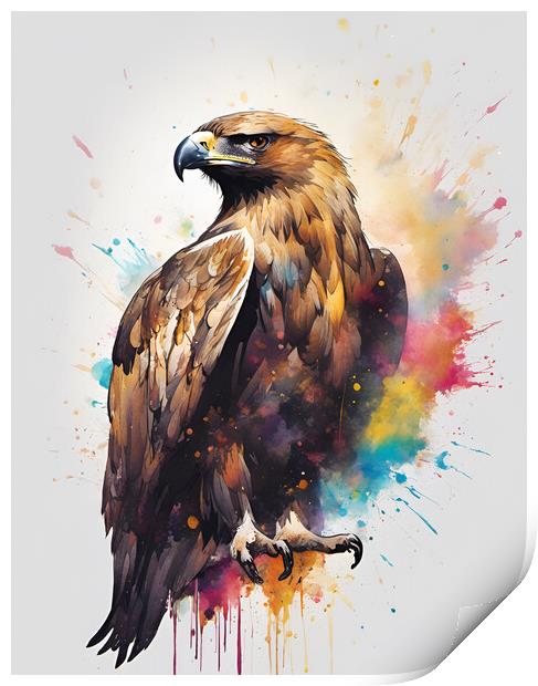 Golden Eagle Ink Splat Print by Picture Wizard