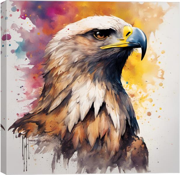 Golden Eagle Ink Splat Canvas Print by Picture Wizard