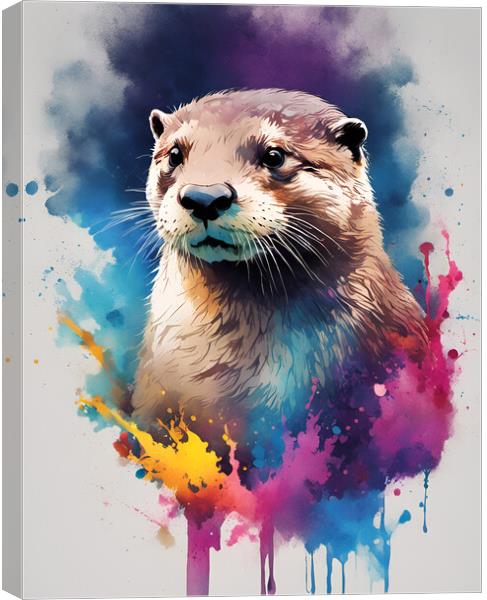 Otter Ink Splat Canvas Print by Picture Wizard
