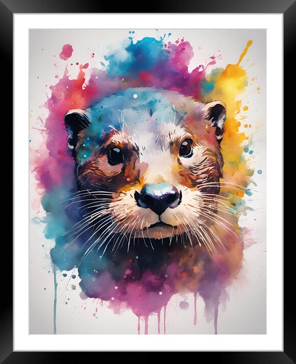 Otter Ink Splat Framed Mounted Print by Picture Wizard