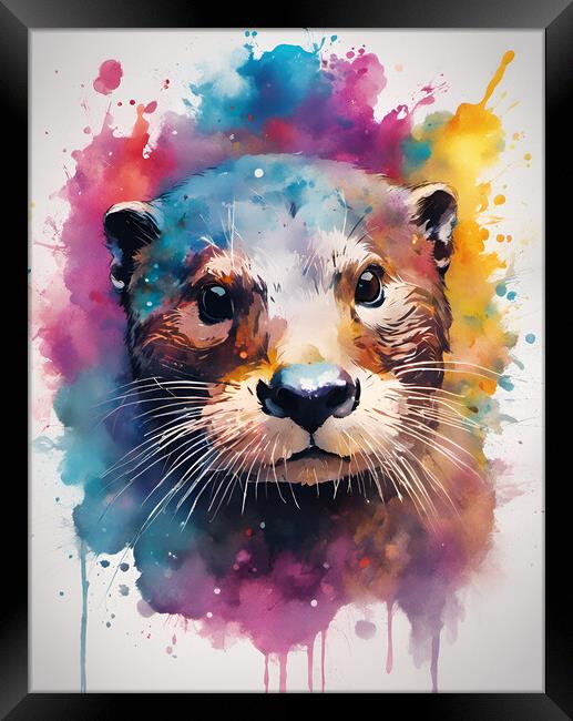 Otter Ink Splat Framed Print by Picture Wizard