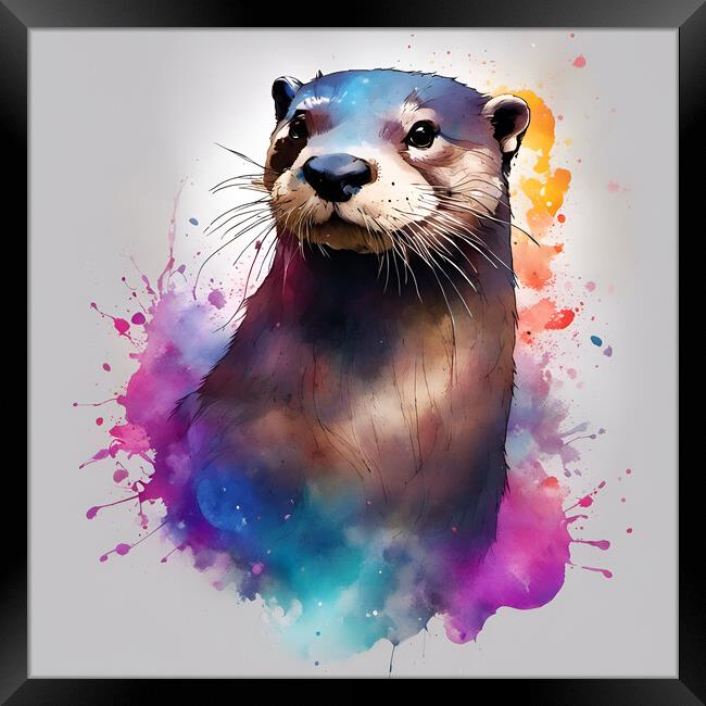Otter Ink Splat Framed Print by Picture Wizard