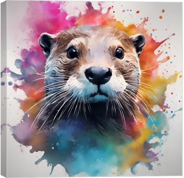 Otter Ink Splat Canvas Print by Picture Wizard
