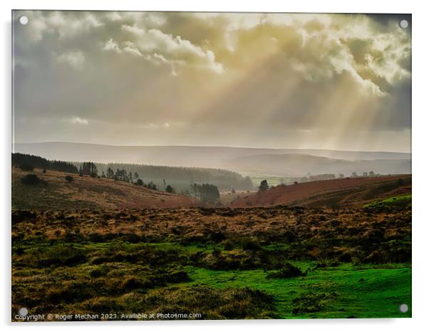 Autumn rays over Dartmoor. Acrylic by Roger Mechan