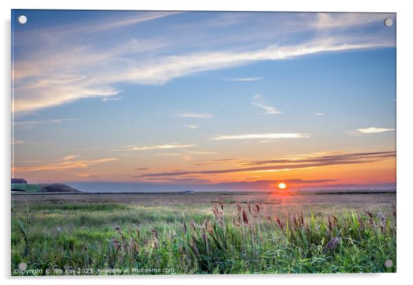 Sunset at Salthouse Norfolk  Acrylic by Jim Key