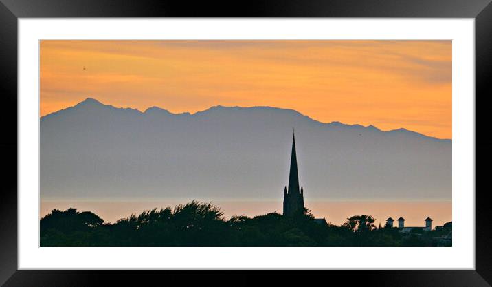 Arran mountains at sunset from Ayr Framed Mounted Print by Allan Durward Photography