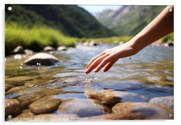 Pure, fresh water from a mountain stream, soaked i Acrylic by Joaquin Corbalan