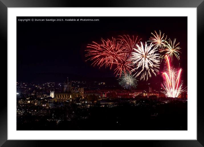 Fireworks lighting up the Bath sky Framed Mounted Print by Duncan Savidge