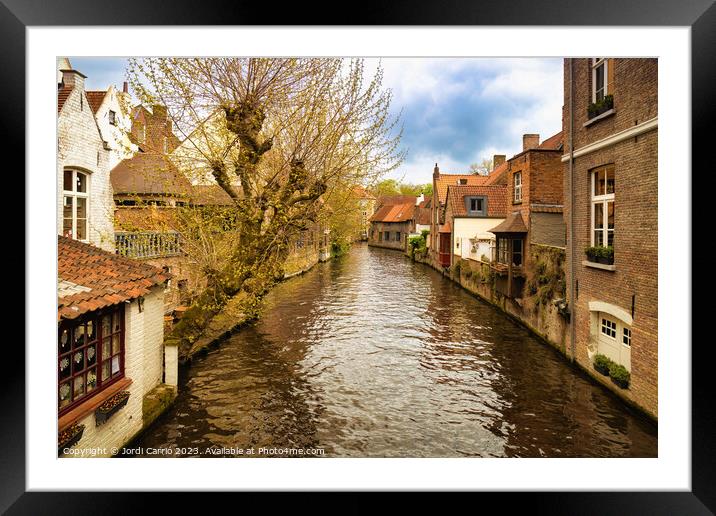 The charming canals of Bruges - CR2304-8959-ORT Framed Mounted Print by Jordi Carrio