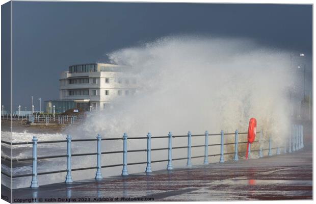 Waves breaking at Morecambe Canvas Print by Keith Douglas