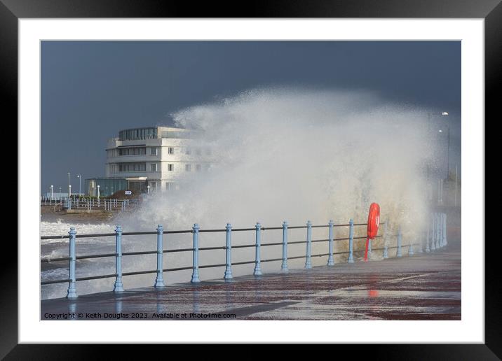 Waves breaking at Morecambe Framed Mounted Print by Keith Douglas