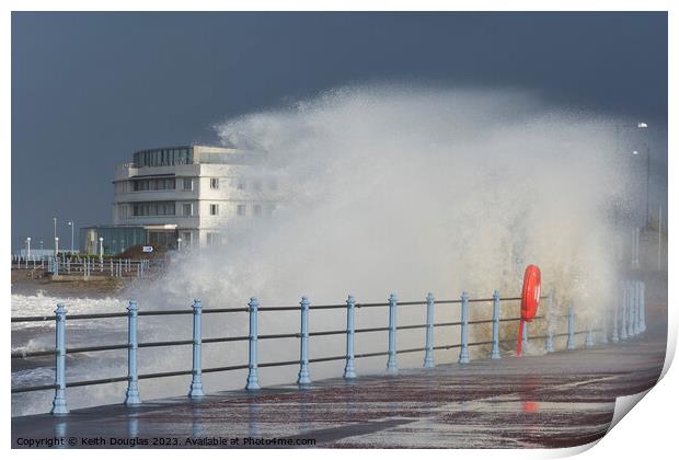 Waves breaking at Morecambe Print by Keith Douglas