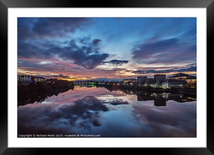 River Tees Sunrise Framed Mounted Print by Richard Perks