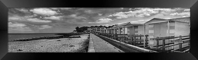 Whitstable Beach Hut Panorama  Framed Print by Darren Galpin
