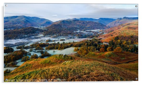 Elterwater in Autumn - Lake District Acrylic by Nigel Wilkins