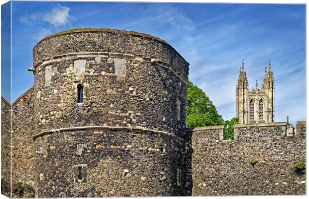 Canterbury Cathedral and City Wall Canvas Print by Darren Galpin
