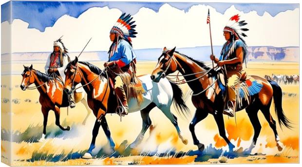 PLAINS WARRIORS 5 Canvas Print by OTIS PORRITT