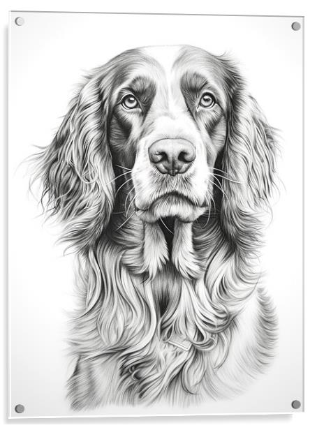 German Long Haired Pointer Pencil Drawing Acrylic by K9 Art