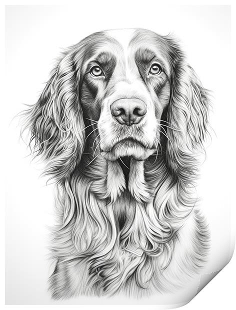 German Long Haired Pointer Pencil Drawing Print by K9 Art
