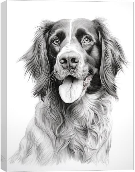 German Long Haired Pointer Pencil Drawing Canvas Print by K9 Art
