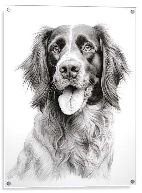 German Long Haired Pointer Pencil Drawing Acrylic by K9 Art