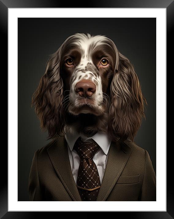 German Long Haired Pointer Framed Mounted Print by K9 Art