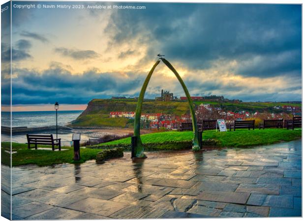 Whitby Whale Bone Arch Canvas Print by Navin Mistry