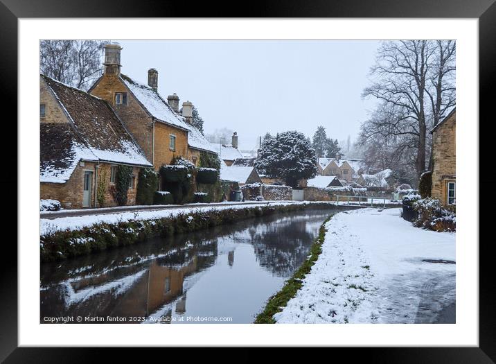 Lower Slaughter winter reflections Framed Mounted Print by Martin fenton