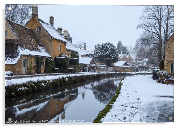Lower Slaughter winter reflections Acrylic by Martin fenton