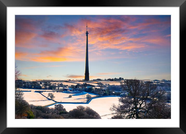 Emley Moor Mast Sunrise Framed Mounted Print by Alison Chambers