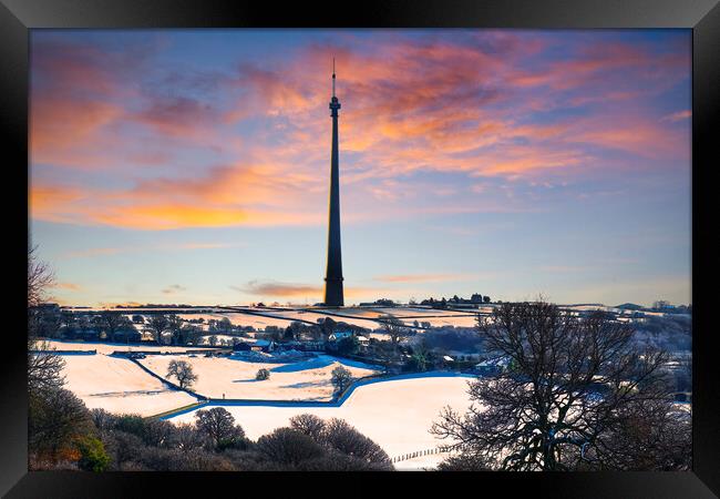 Emley Moor Mast Sunrise Framed Print by Alison Chambers
