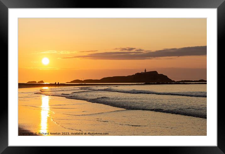 Sunset over Fidra Island Framed Mounted Print by Richard Newton