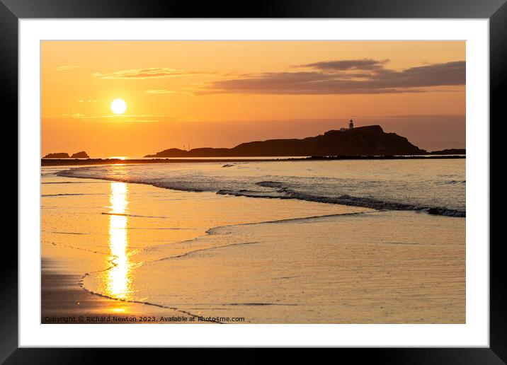 Sunset over Fidra Island North Berwick Framed Mounted Print by Richard Newton