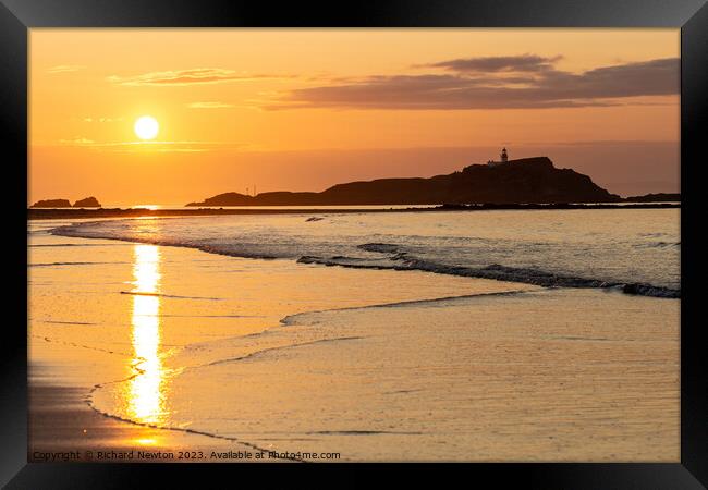 Sunset over Fidra Island North Berwick Framed Print by Richard Newton