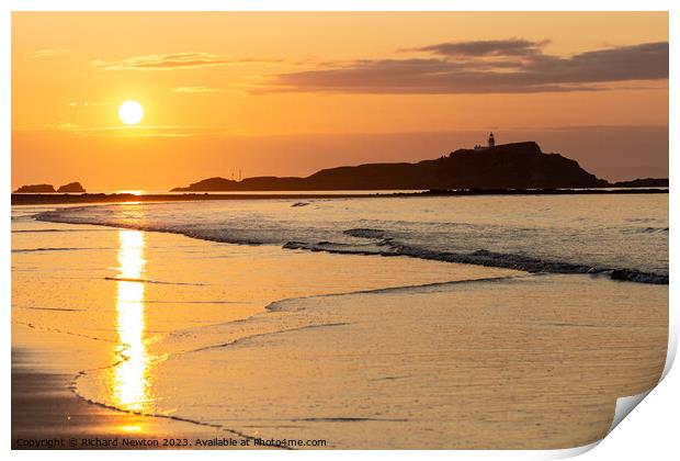 Sunset over Fidra Island North Berwick Print by Richard Newton
