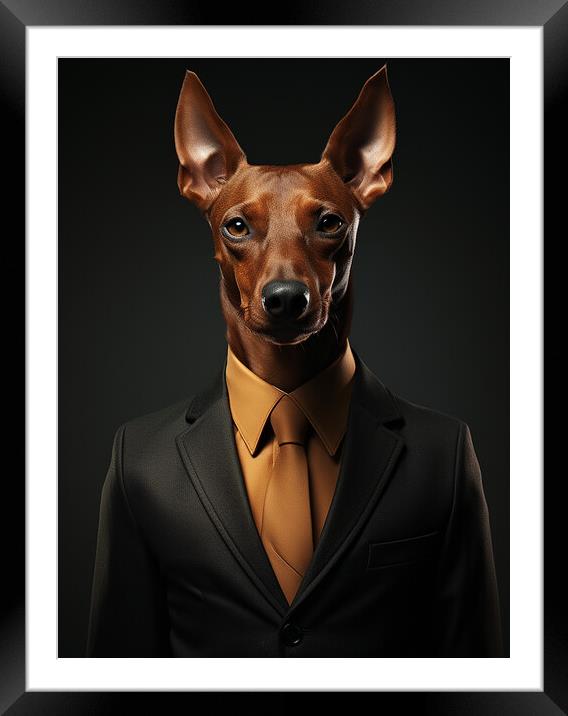 German Pinscher Framed Mounted Print by K9 Art