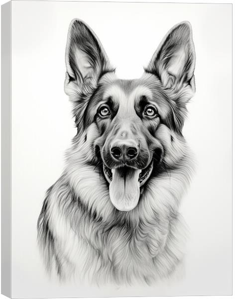 German Shepherd Dog Pencil Drawing Canvas Print by K9 Art