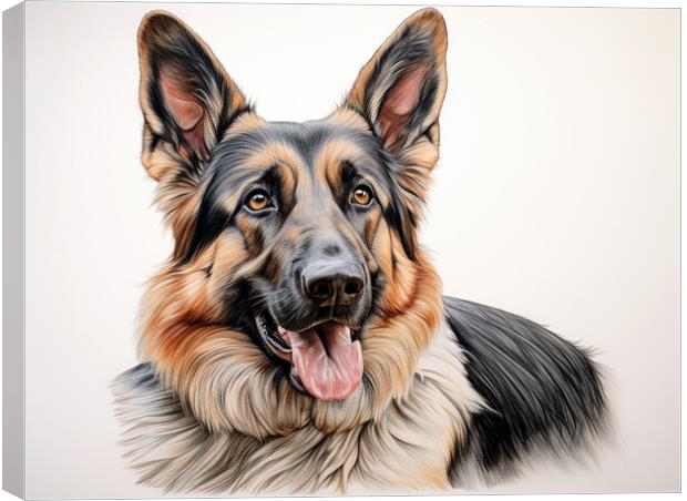 German Shepherd Dog Pencil Drawing Canvas Print by K9 Art