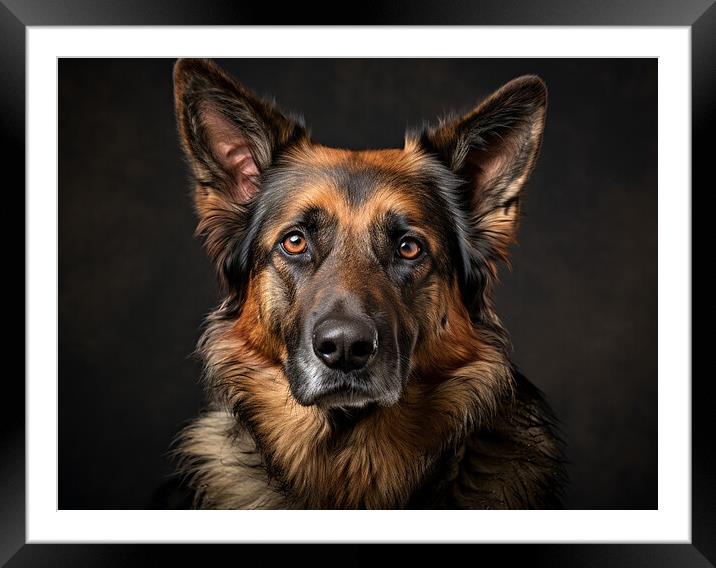 German Shepherd Dog Framed Mounted Print by K9 Art