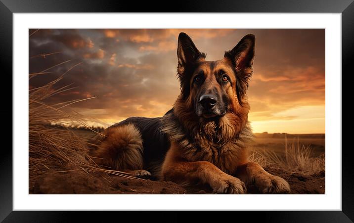 German Shepherd Dog Framed Mounted Print by K9 Art