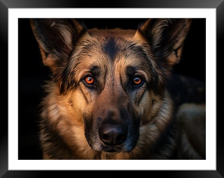 German Shepherd Dog Framed Mounted Print by K9 Art