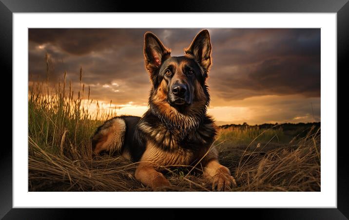 German Shepherd Dog Framed Mounted Print by K9 Art