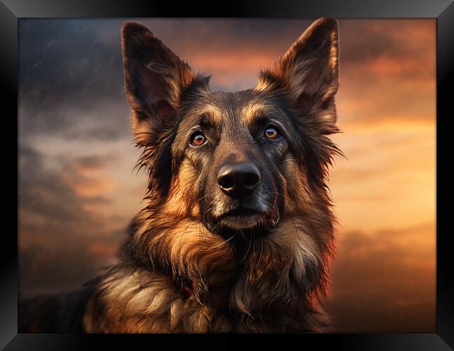 German Shepherd Dog Framed Print by K9 Art