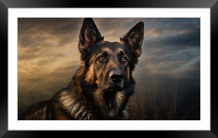 German Shepherd Dog Framed Mounted Print by K9 Art