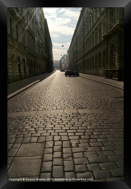 Cobbled Street in Prague Framed Print by Serena Bowles