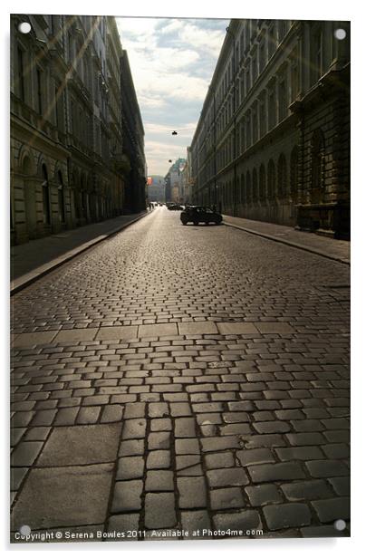 Cobbled Street in Prague Acrylic by Serena Bowles